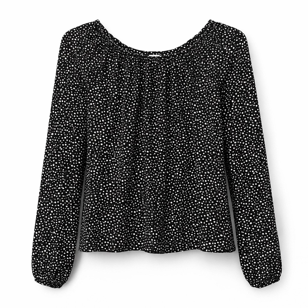 Sanctuary NWT Fall In Love Top XS Black Ivory Polka Dot Peasant Blouse $99